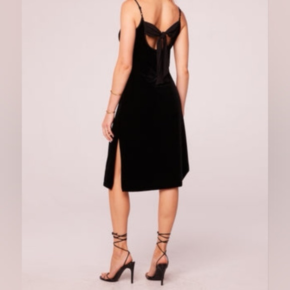 NWT Band of the Free Girl Crush Black Velvet Slit Strappy Midi Dress Size Small - Picture 2 of 8